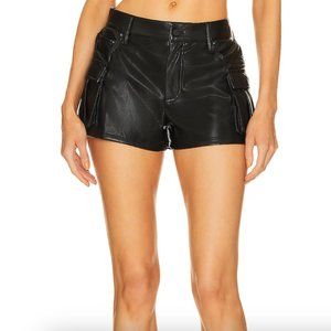 NWT ALICE + OLIVIA CAY LOW RISE VEGAN LEATHER CARGO SHORT